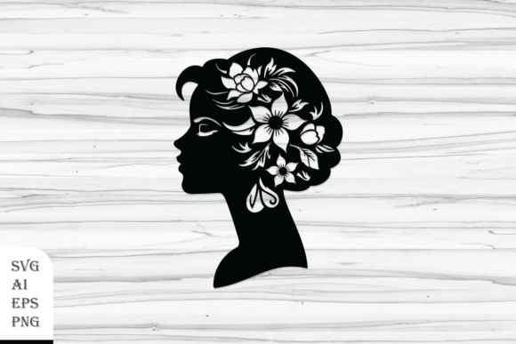 Abstract Floral Woman Head Silhouette