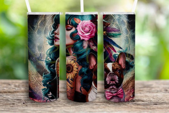 Badass Woman Floral Tattoo Tumbler Wrap