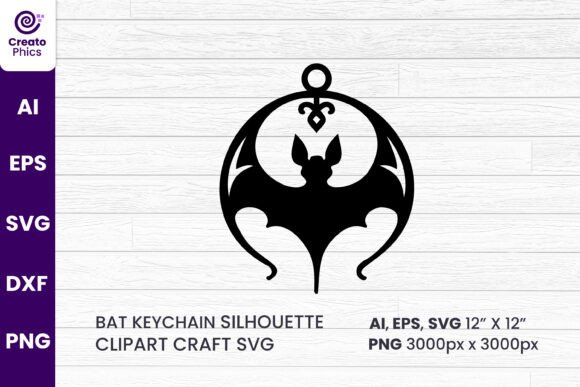 Bat Keychain Silhouette Sublimation SVG