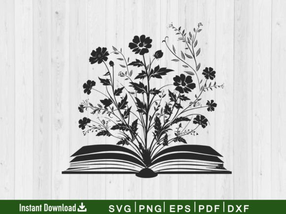 Book SVG Design, Book with Flowers Svg
