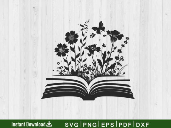 Book SVG Design, Book with Flowers Svg