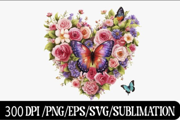 Floral Heart Butterfly Png Review