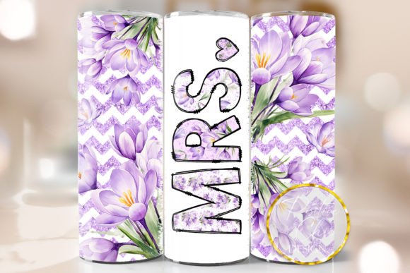 Floral Mrs Skinny Tumbler Wrap PNG