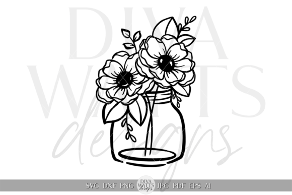 Flowers in Vase Illustration SVG
