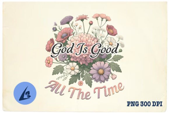 God is Good All the Time Floral PNG