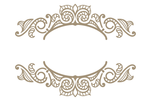 Golden Line Floral Emblem Ornament Elega