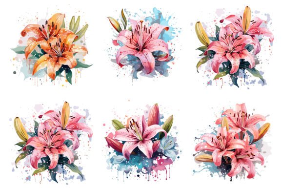 Lily Floral Watercolor Vector