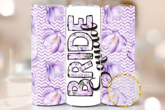 Purple Floral Bride Squad Tumbler Wrap