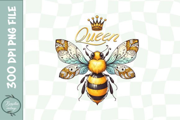 Queen Bee Floral Bee Quote PNG